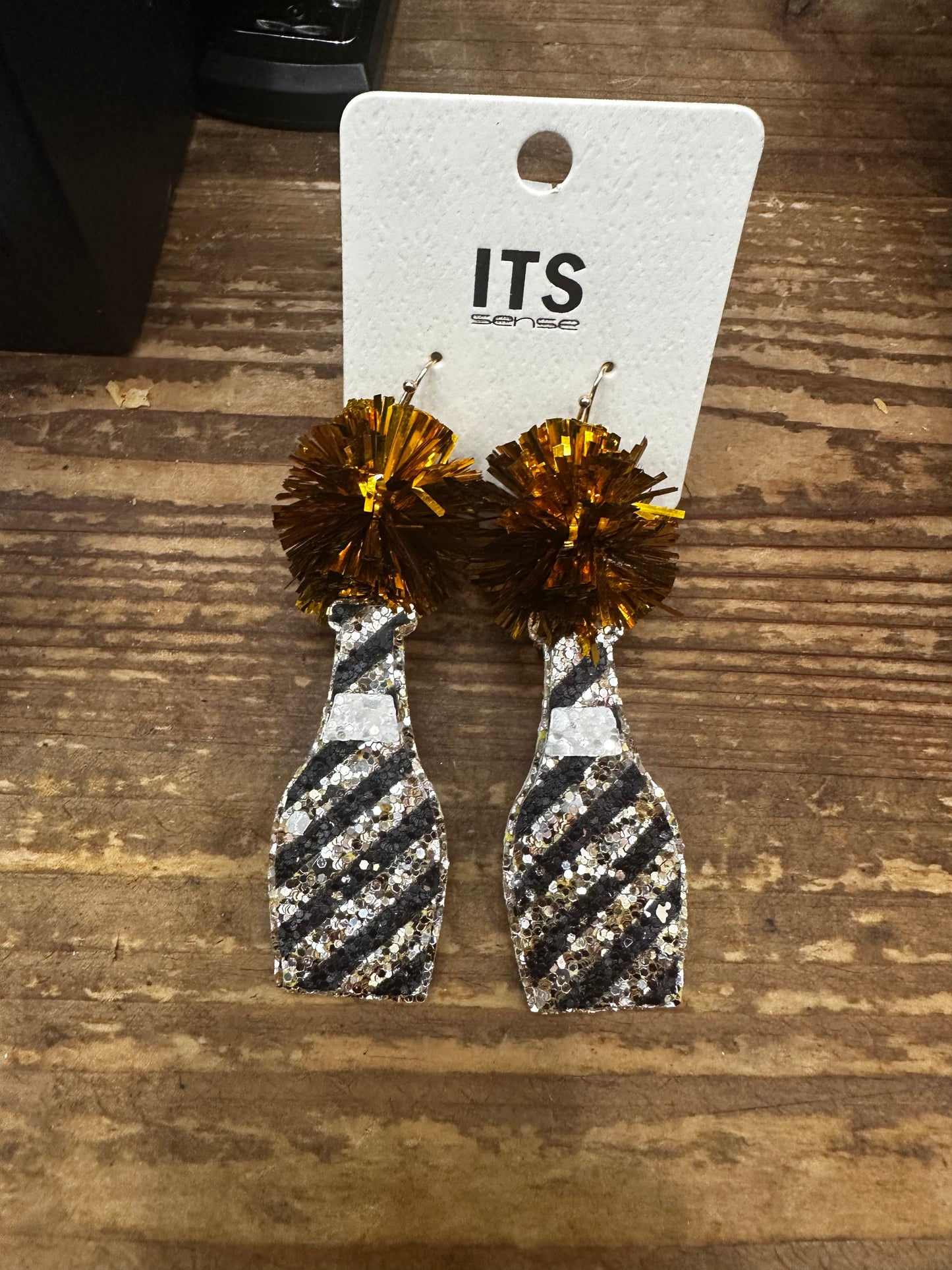 Gold Champagne Bottle Earrings