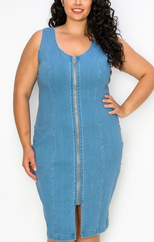 Carly Zip Up Denim Dress