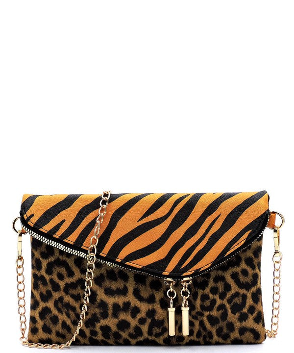Zebra Colorblock Crossbody Clutch