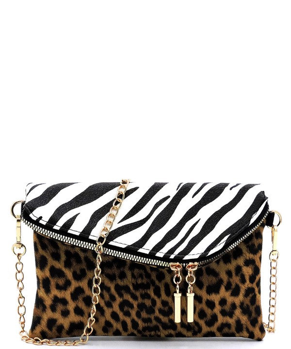 Zebra Colorblock Crossbody Clutch