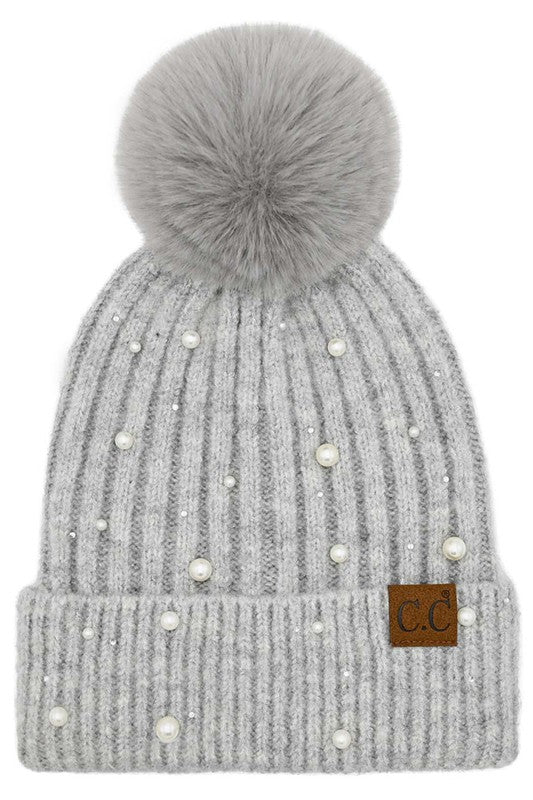 C.C. Pearl Pom Pom Beanie