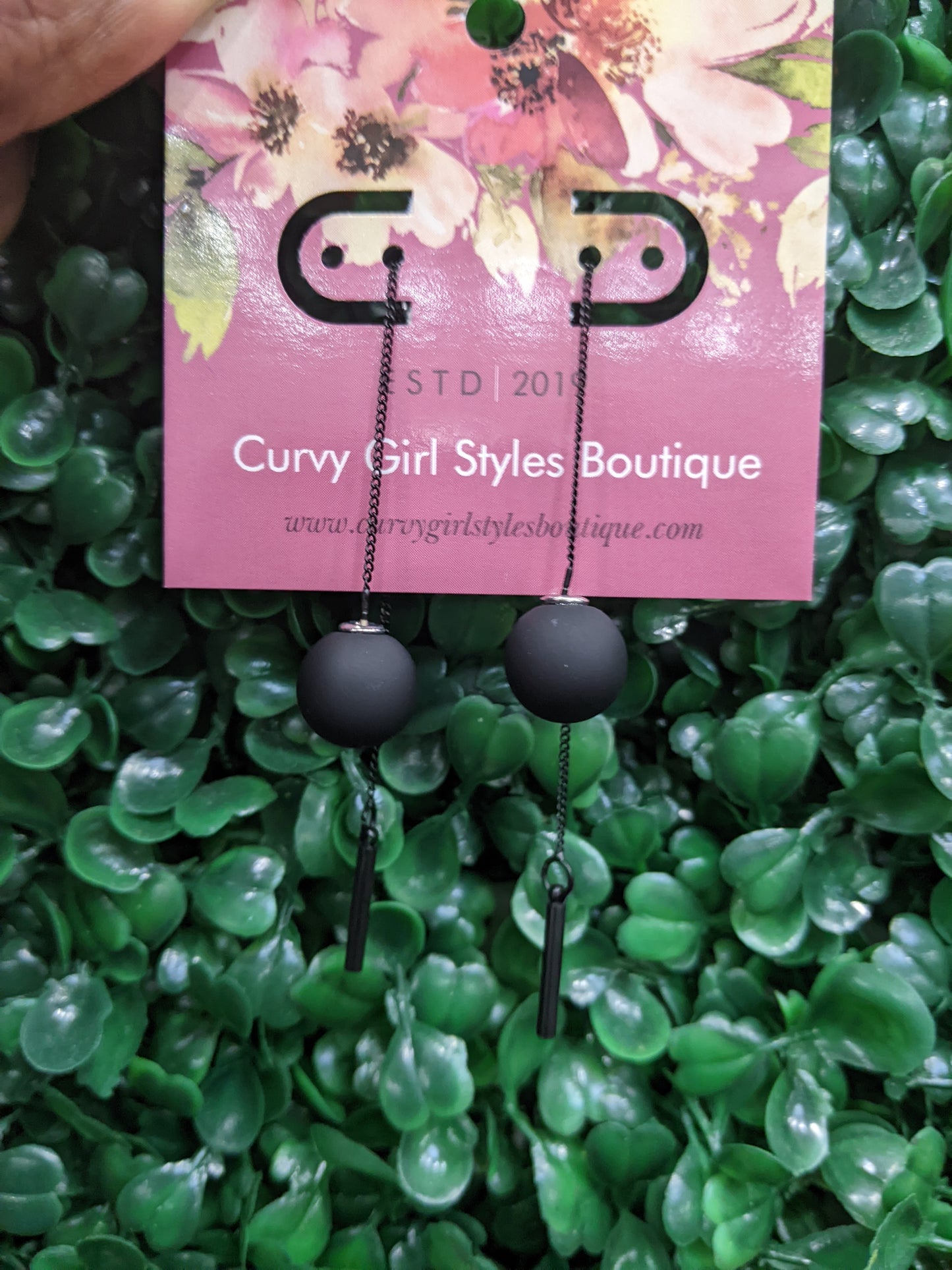 Black Threaded Earrings