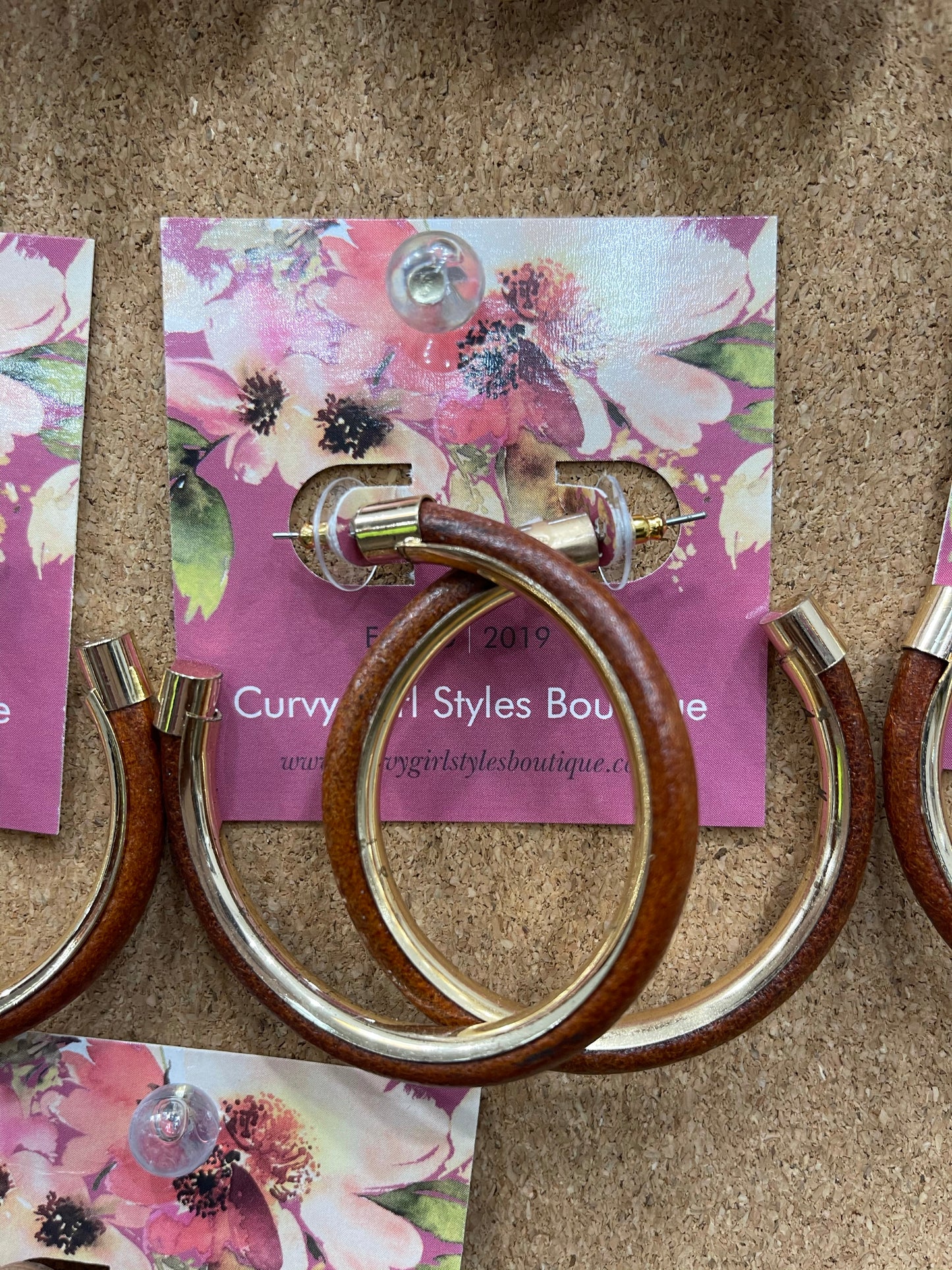 Brown Leather Hoops