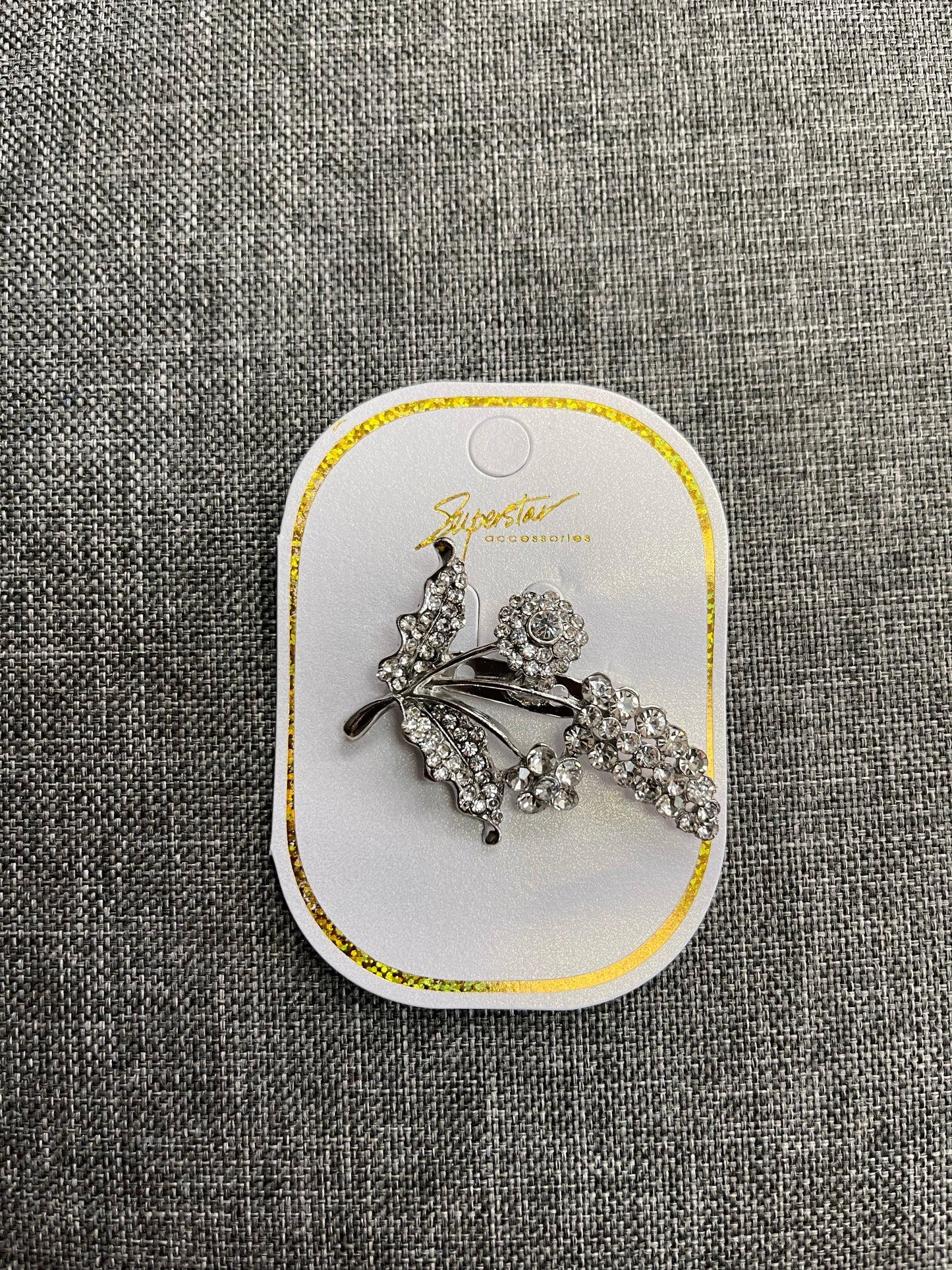 Rhinestone Leaf Brooch