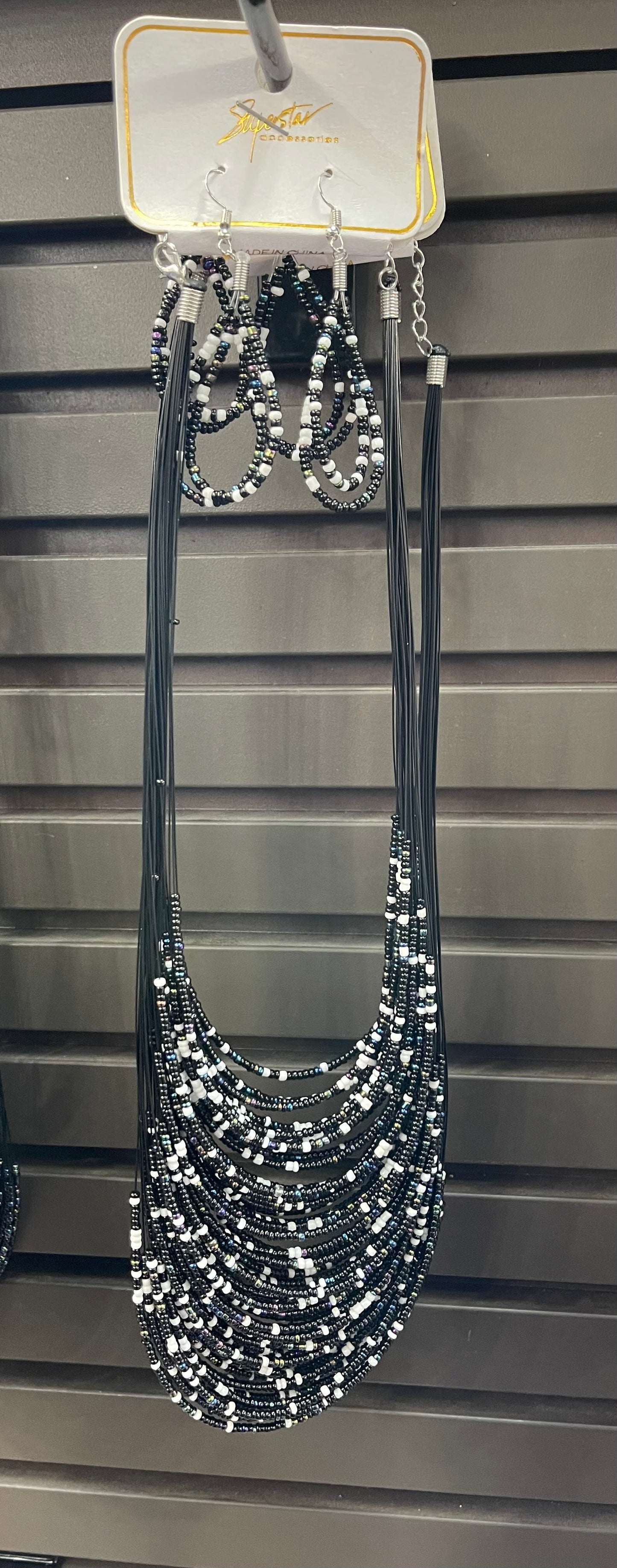 Beaded Necklace and Earring Set