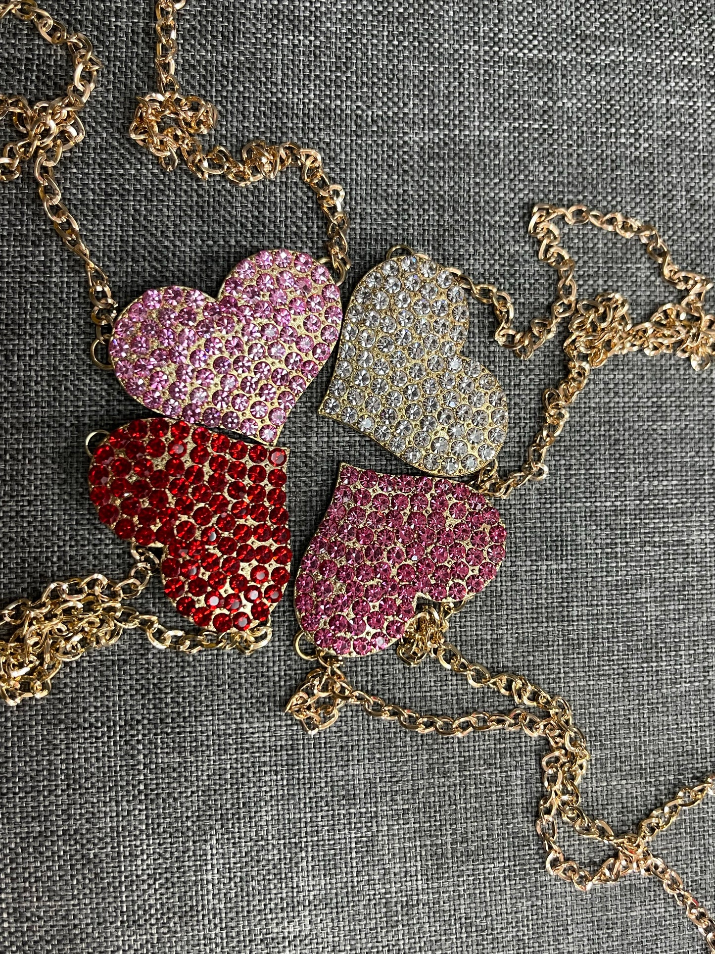 Rhinestone Heart and Necklace Set