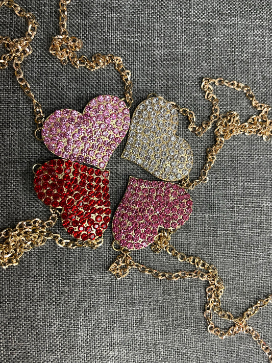 Rhinestone Heart and Necklace Set