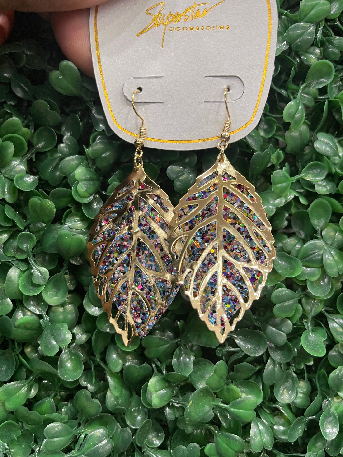 Glitter Leaf Earrings