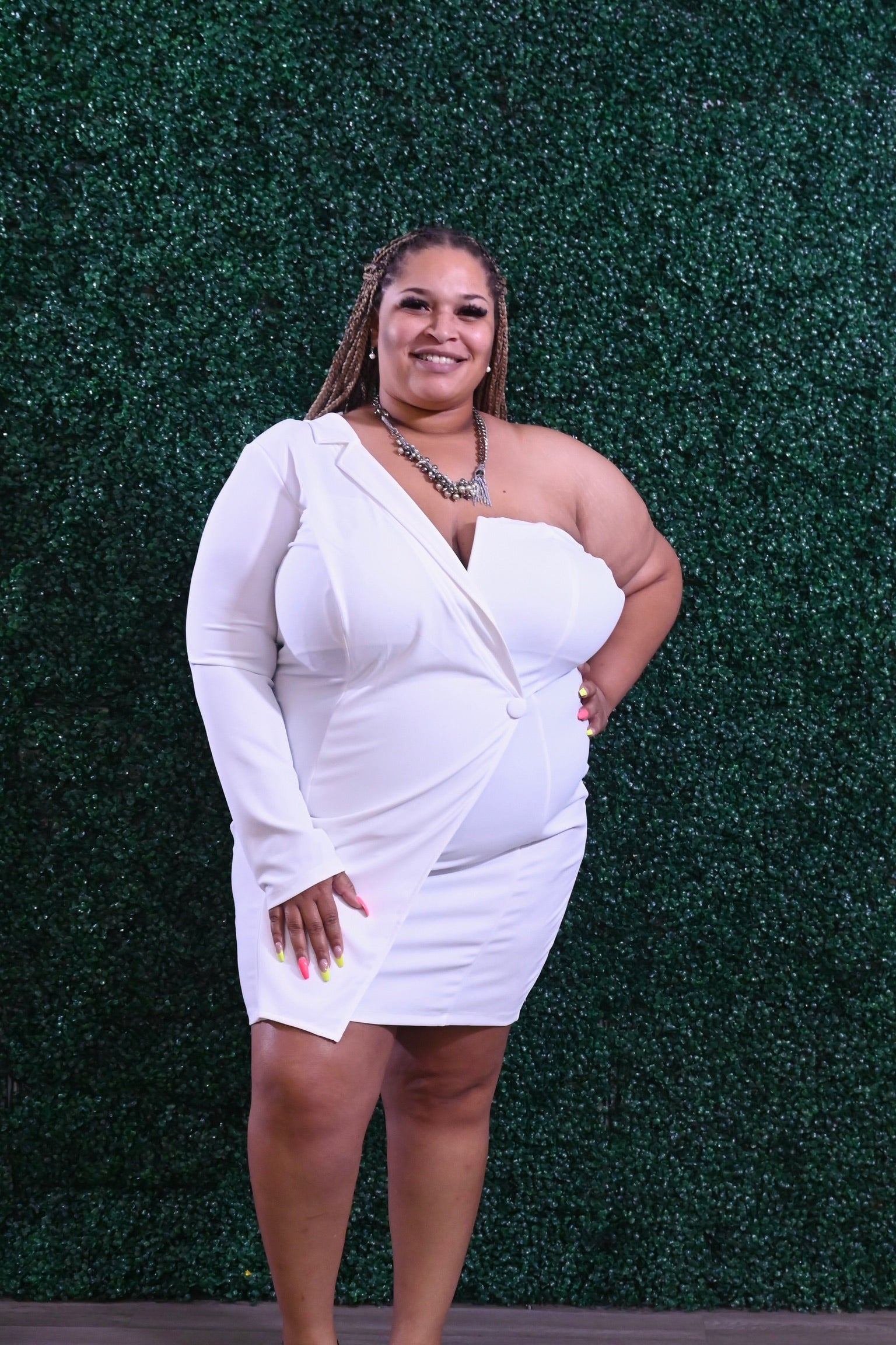 Elliana Blazer Dress -White 2X